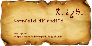 Kornfeld Árpád névjegykártya