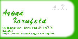 arpad kornfeld business card